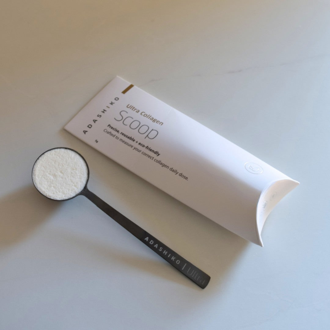 Scoop filled with Ultra Collagen Powder | Adashiko Collagen | 100% Natural Skincare