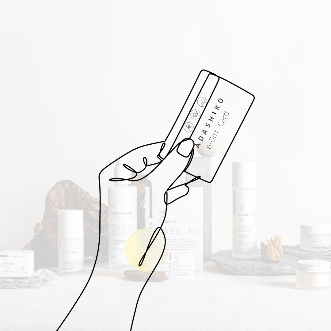 Adashiko e-Gift Card - virtual card being held in hand | Adashiko Collagen | 100% Natural Skin Care